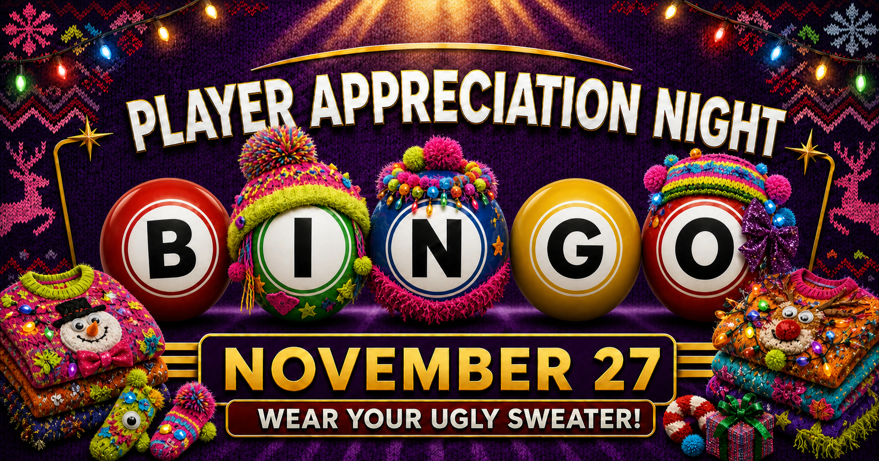 Ugly Sweater Player Appreciation Bingo