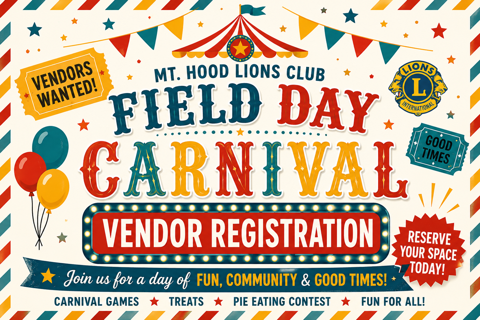 Vendor Registration – Mt. Hood Lions Club Field Day 2026
